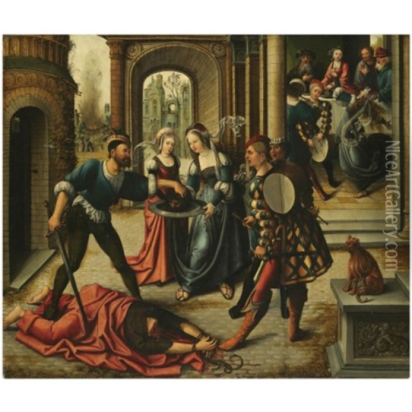 The Martyrdom Of Saint John The Baptist Oil Painting - Bernaert (Barend) van Orley