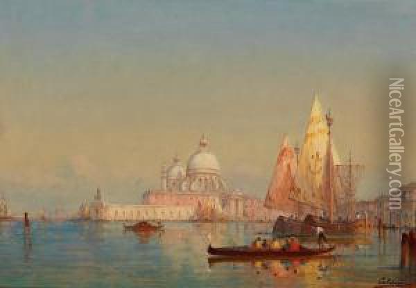 Veduta Di Santa Maria Della Salute A Venezia Oil Painting - Charles Clement Calderon