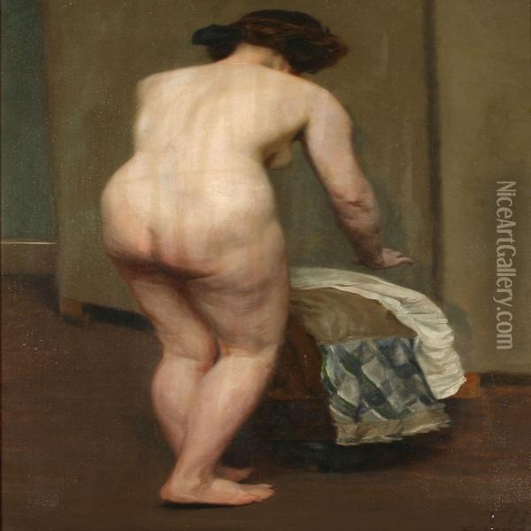 A Nude Female Model Seen From The Back Oil Painting - Gustav Vilhelm Blom