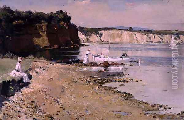 Slumbering Sea, Mentone, 1887 Oil Painting - Thomas William Roberts