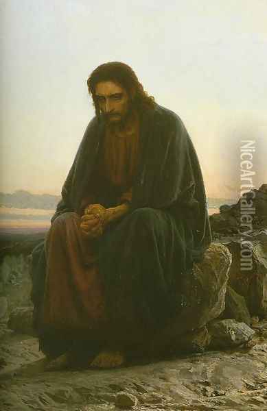 Christ In The Wilderness (detail-1) Oil Painting - Ivan Nikolaevich Kramskoy