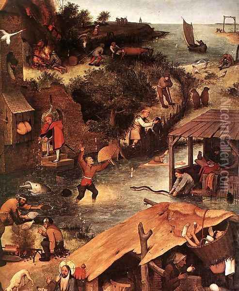 Netherlandish Proverbs (detail) Oil Painting - Pieter the Elder Bruegel