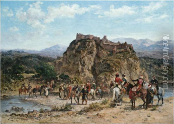 The Fortress Of Hosap, Eastern Anatolia Oil Painting - Georges Washington