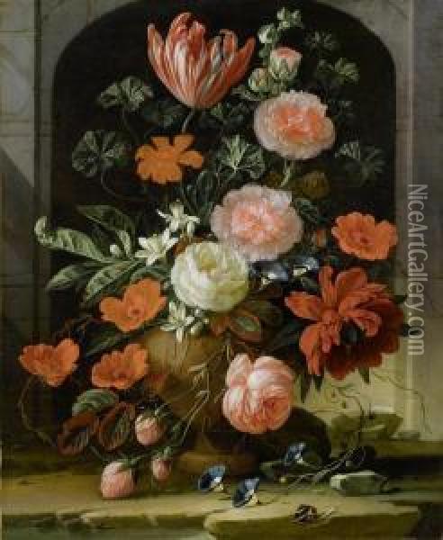 Still Life With Flowers. Oil Painting - Carl Wilhelm de Hamilton