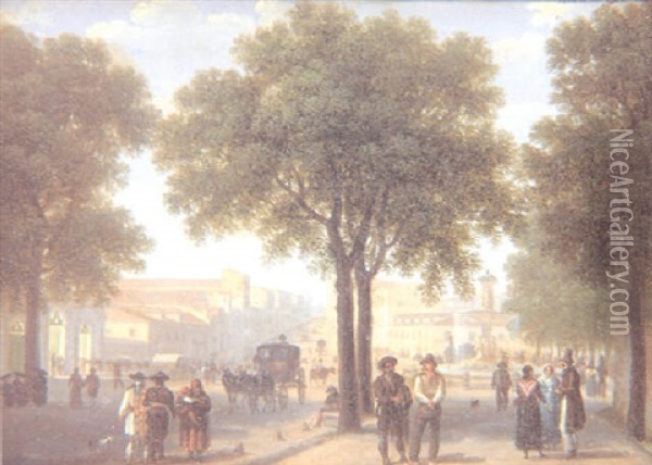 Vista De Madrid Desde El Principio De La Calle Serrano Oil Painting - Giuseppe Canella I