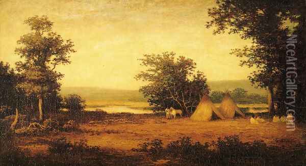 Indian Encampment on the James River, North Dakota Oil Painting - Ralph Albert Blakelock