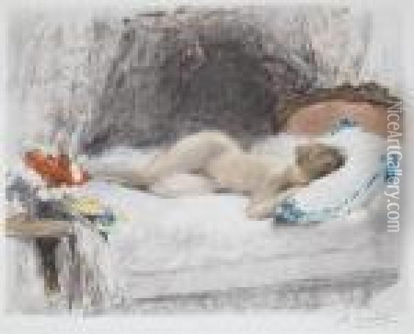Nude Figures Reclining Oil Painting - Antoine Calbet