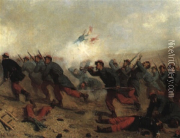 Slagscene, Krimkrigen Oil Painting - Paul-Alexandre Protais