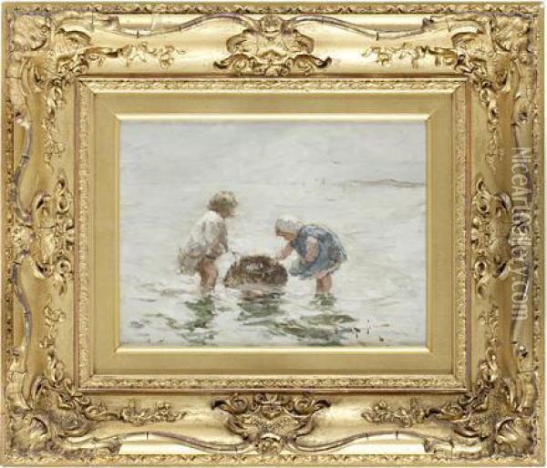 Young Fishergirls Oil Painting - Robert Gemmell Hutchison