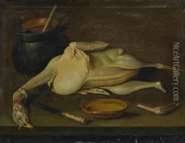 Stilleben Med Plockad Fagel Oil Painting - Jacob van der (Giacomo da Castello) Kerckhoven