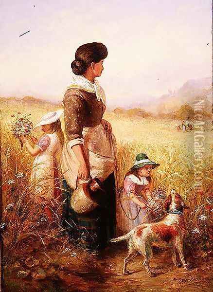 Playing in the Fields Oil Painting - R. Saunderson-Cathering