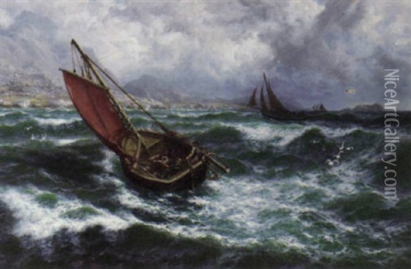 In A Breeze, Off Killery Bay Oil Painting - Thomas Rose Miles
