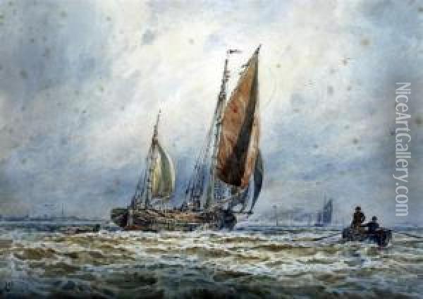 Sail Barge Off The Dutch Coast Oil Painting - Joseph Henderson