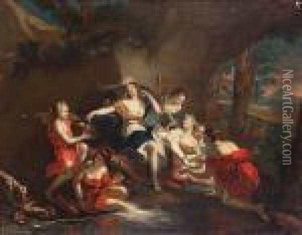 Diana And Her Nymphs Bathing Oil Painting - Antoine Coypel