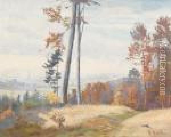 Herbstlicher Waldsaum Auf Dem Gurten Mit Blick Auf Bern Oil Painting - Robert Kiener