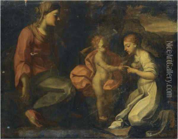 The Mystic Marriage Of Saint Catherine Oil Painting - Jean Tassel