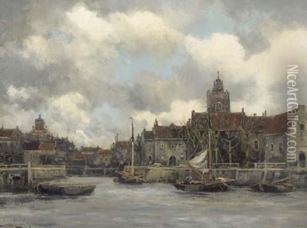 Setting Out From The Harbour Oil Painting - Hermanus Jr. Koekkoek