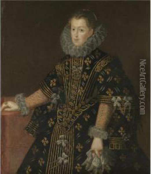 Portrait Of Margaret Of Austria, Queen Of Spain (1584-1611) Oil Painting - Juan Pantoja de la Cruz