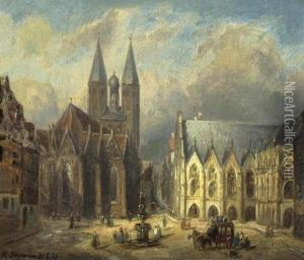 Stadtansicht. 1876. Oil Painting - Franz Stegmann