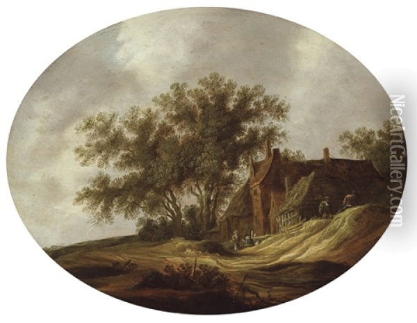 Paysage Avec Ferme Et Personnages Oil Painting - Pieter de Neyn