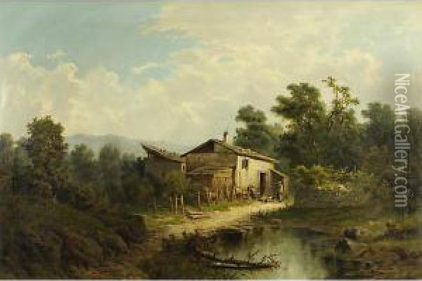 Grande Paesaggio Oil Painting - Antonio Rose'