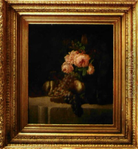 Roses Et Raisins Sur Un Entablement Oil Painting - Henri-Jean-Saint-Ange Chasselat