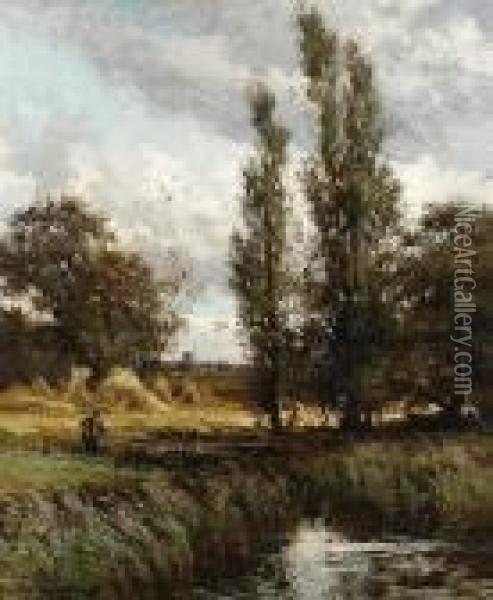 Angler By A Stream Oil Painting - John Horace Hooper