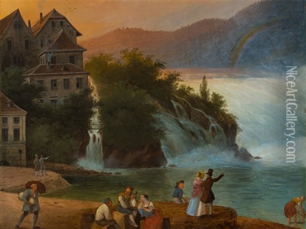 Rhine Falls Schaffhausen Oil Painting - Carl Ludwig Hoffmeister