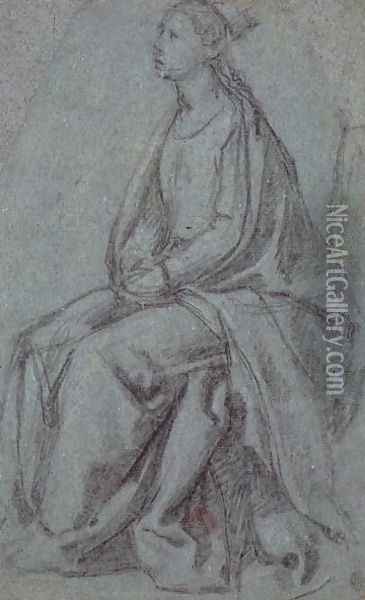 Seated Woman, c.1514 Oil Painting - Vittore Carpaccio