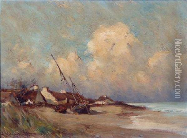 After The Storm, Brittany Coast Oil Painting - Edward Aubrey Hunt