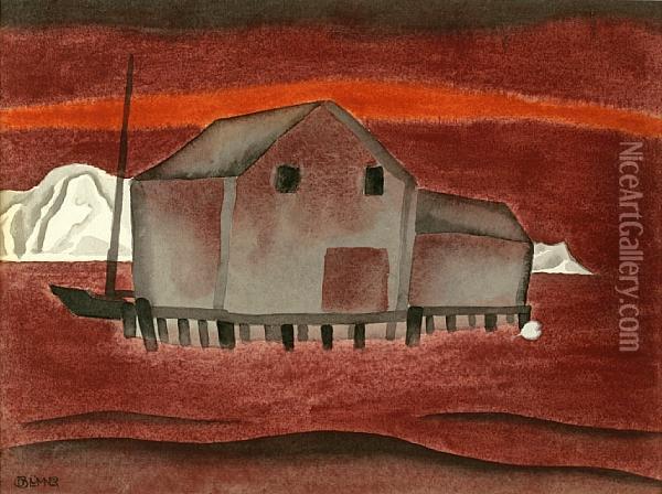 Red Waters Oil Painting - Oscar Bluemner