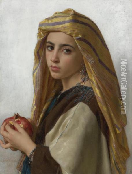 L'orientale A La Grenade (girl With A Pomegranate) Oil Painting - William-Adolphe Bouguereau