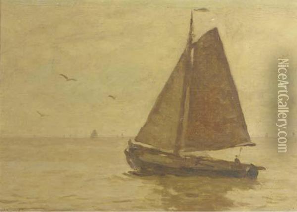 Sailing On Open Water Oil Painting - Willem Bastiaan Tholen