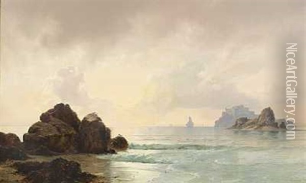 Morgen Ved St. Malo. Ebbe Oil Painting - Carl Johann Neumann