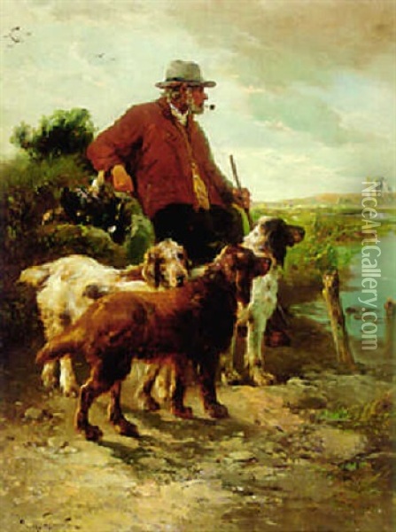 Sportsman With Setters Oil Painting - Henry Schouten