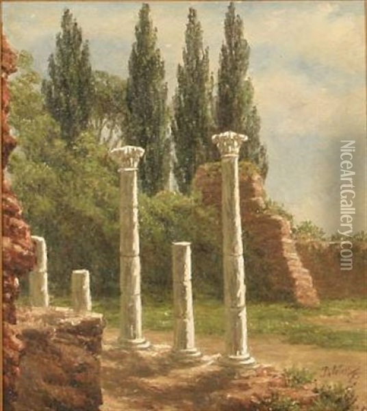 Columns On The Palatin Hill In Rome Oil Painting - Anthonie Eleonore (Anthonore) Christensen