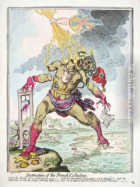 Destruction of the French Colossus Oil Painting - James Gillray