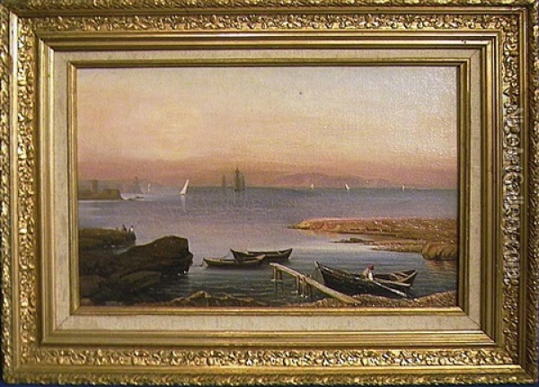 Barques De Pecheurs Sur Les Rives Du Lac Oil Painting - Evert Louis van Muyden