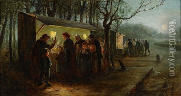 Dutch Fair By Moonlight Oil Painting - James Crawford Thom