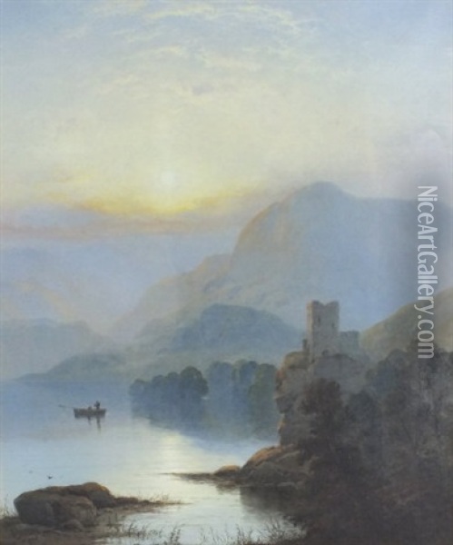 Glengarry Castle, Glenfild Oil Painting - George Blackie Sticks