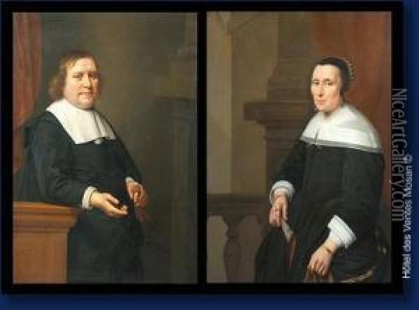 Paire De Portraits Oil Painting - Hendrick Van Vliet