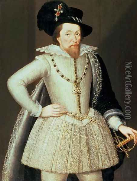 James I, half-length portrait Oil Painting - John de, the Elder Critz