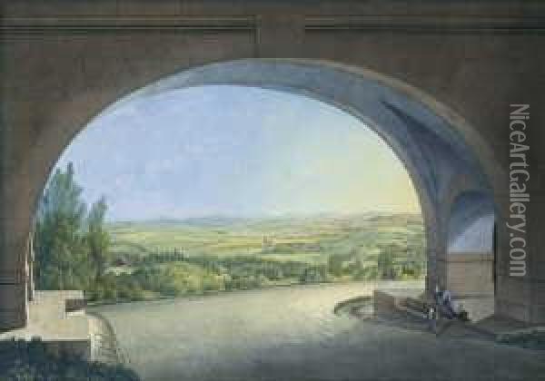 Blick Von Schloss Wilhelmshohe Auf Kirchditmold Und Kassel. Oil Painting - Johann Heinrich (II) Bleuler: