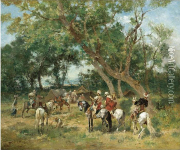An Encampment In A Clearing Oil Painting - Georges Washington