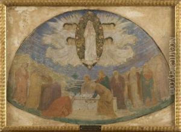 Assunta Tra Gli Apostoli E Gli Angeli Oil Painting - Giulio Artistide Sartorio