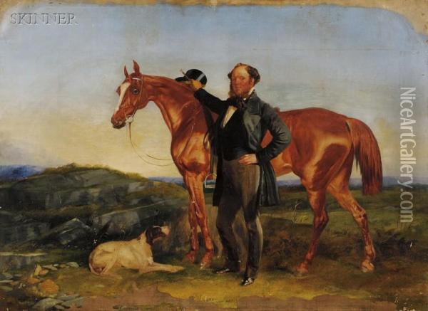 Equestrian Portrait Oil Painting - R.T. Bott