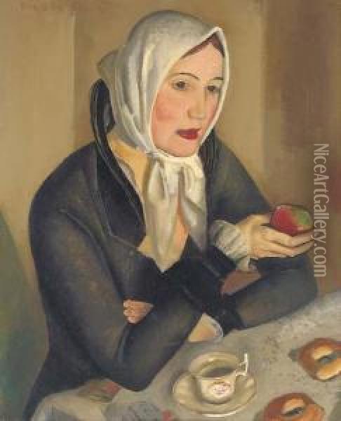 Woman With Apples Oil Painting - Dmitrievich Grigor'Ev Boris