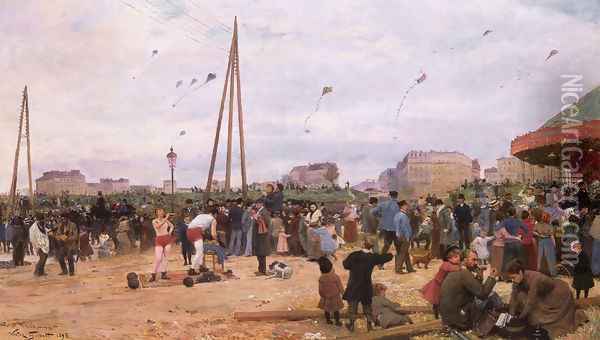 The Fairgrounds at Porte de Clignancourt, Paris Oil Painting - Victor-Gabriel Gilbert