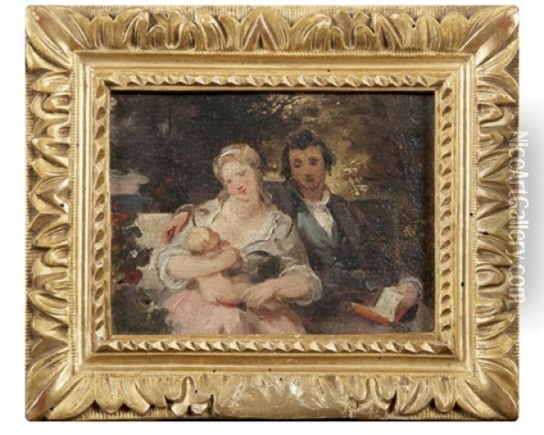 Une Famille Attentive Oil Painting - Hortense Haudebourt Lescot