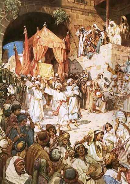 David bringing ark into Jerusalem Oil Painting - William Brassey Hole